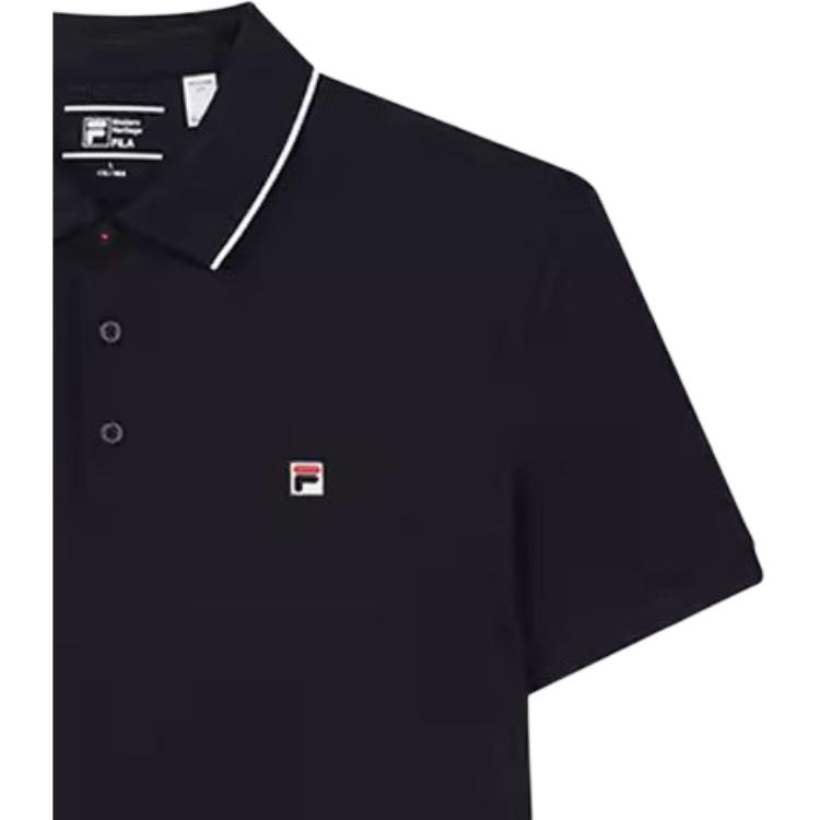 Fila Logo Embroidered Short Sleeve Polo Shirt Men Polo Shirts Legendary-Blue F11M321106FNV