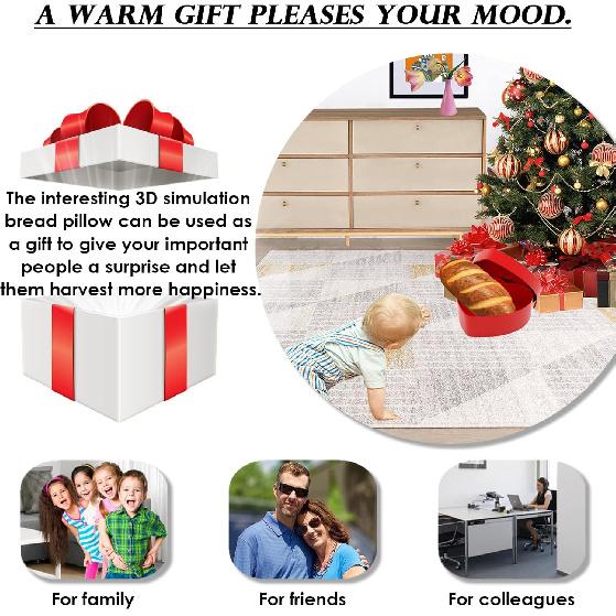 zhidiloveyou Bread Pillow Funny Stuffed Bread Shaped Pillow Toy Gift for Kids Adults, 15.7 in