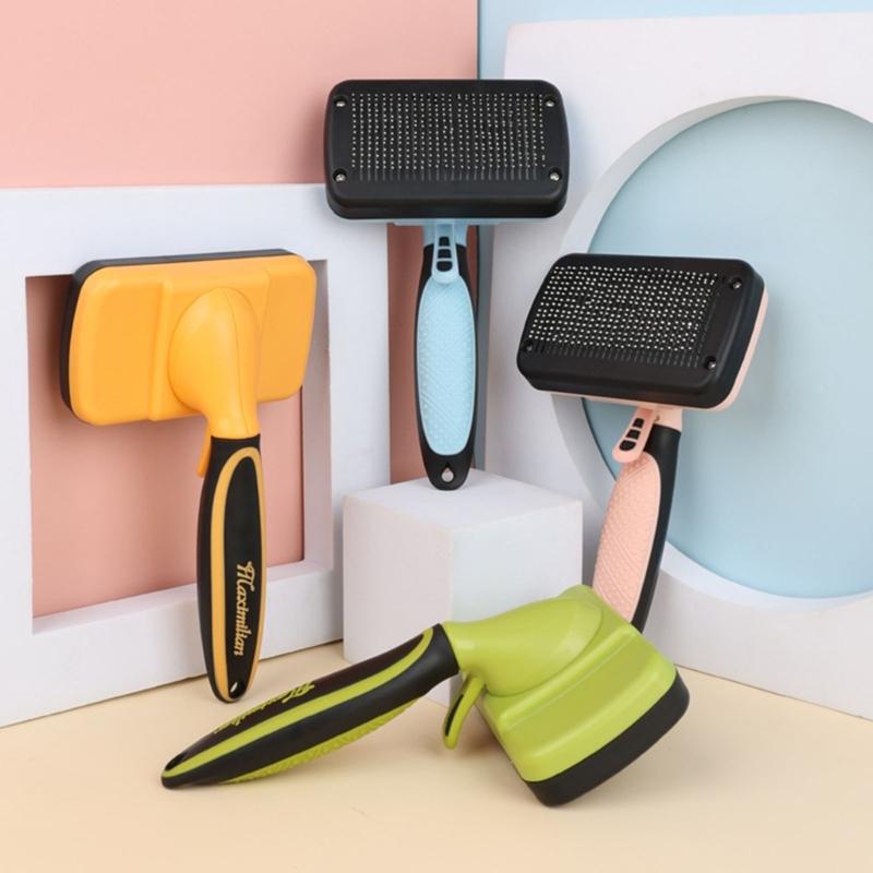 Dog Brushes Cat Combs Self Cleaning Slicker Brush for Shedding Hair Anti-Slip Handle Grooming Brush for Loose Fur