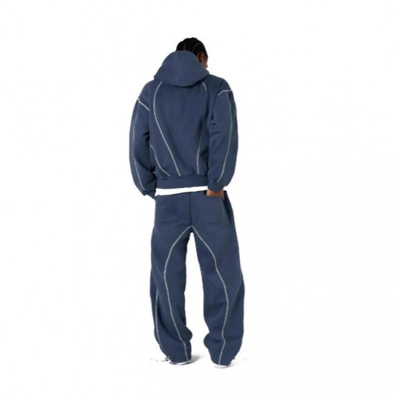 Loose Fit Zip-up Hooded Tracksuit Streetwear Style Unisex Women Casual Sportswear