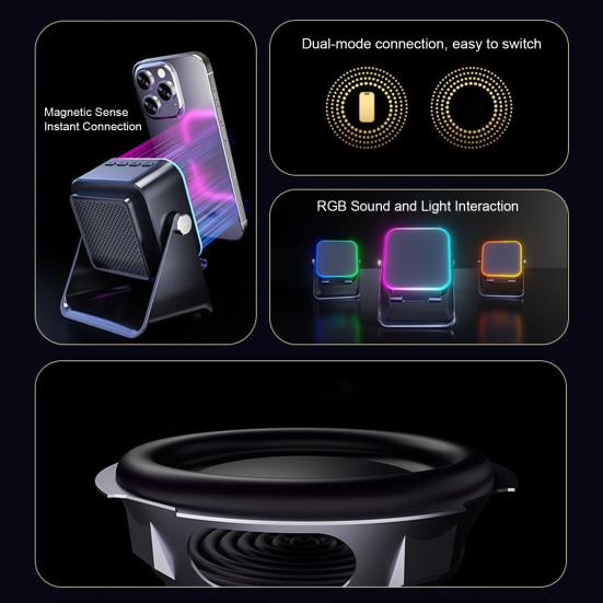 Yousheng 5-in-1 Auto-Sensing Bluetooth-compatible Speaker with Adjustable Phone Holder High-fidelity Stereo Speaker for IPhone Ambient Light Speaker