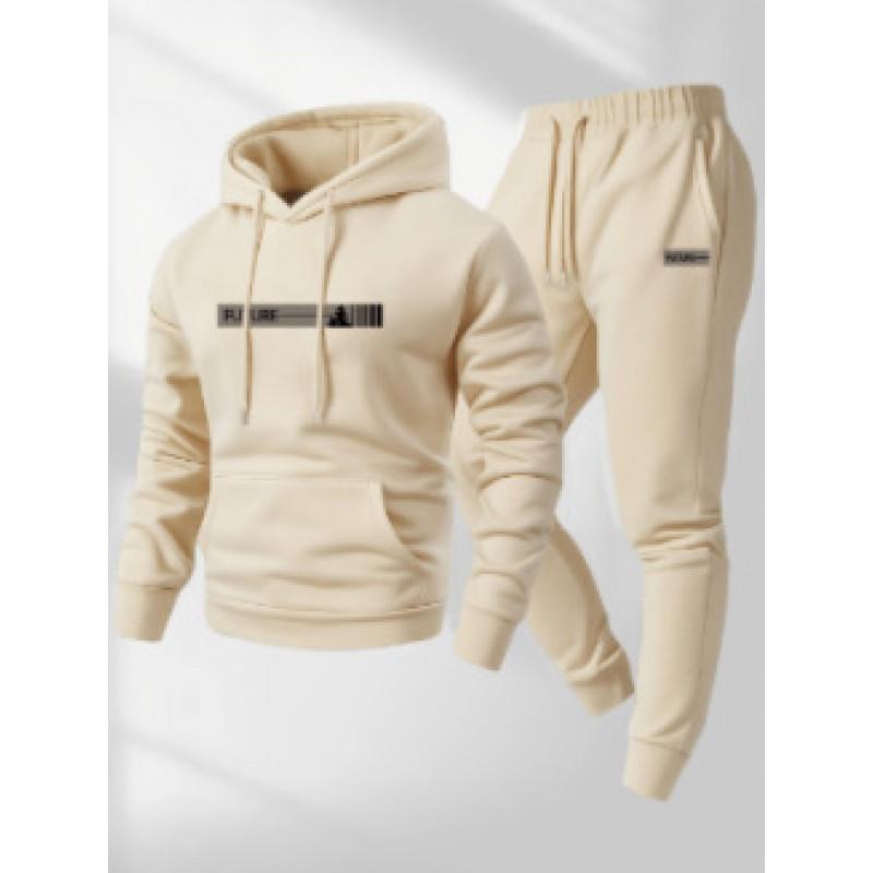 Mens Hooded Oversized Sweatshirt Set Long Sleeve Top Pants Casual Sportswear