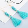 Bohemian Acrylic Bead Women Girls Tassel Hook Earrings Long Dangle Party Jewelry