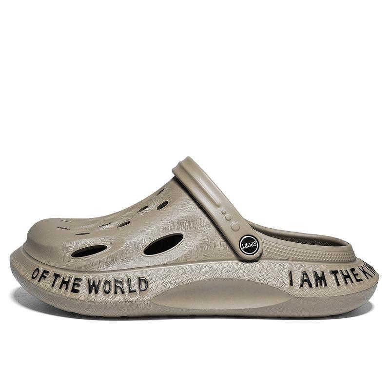 

2024 hole shoes men s casual bag head slippers summer light cool slippers wading sandals men s beach shoes 48 хакі