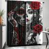 2pcs Gothic skeletons and red roses printed curtains   pole bag curtains   bedroom living room   home decoration   room decoration