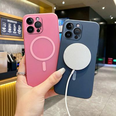 For iPhone 15 Pro Max Magnetic Case Compatible with MagSafe Frosted PC Phone Cover with Camera Lens Protector