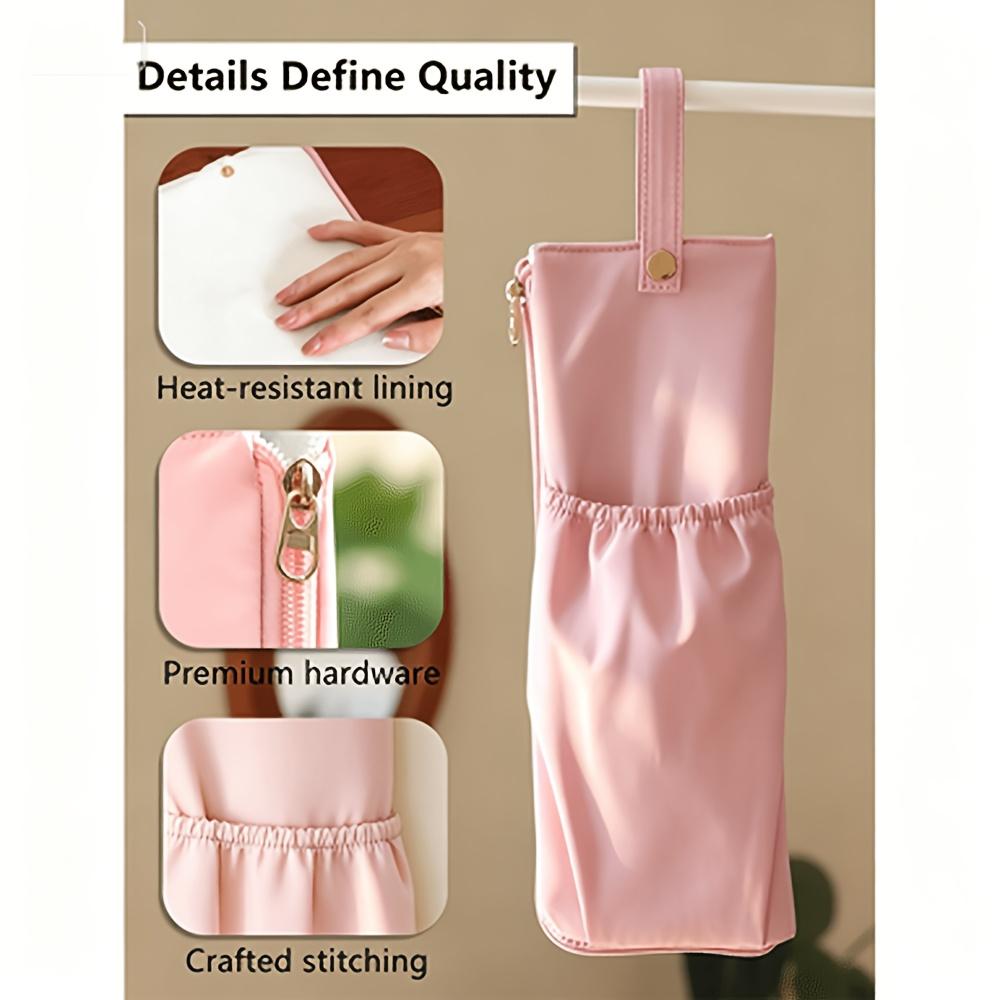 Portable Hair Iron Case Heat Resistant Hair Iron Cover Waterproof Lightweight Hanging Storage Hair Iron Pouch Cord Pocket 111°C