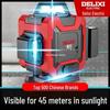 Delixi High-Precision Green Laser Level: 12-Line Infrared, Strong Light, Automatic Outdoor Use, Water-Resistant