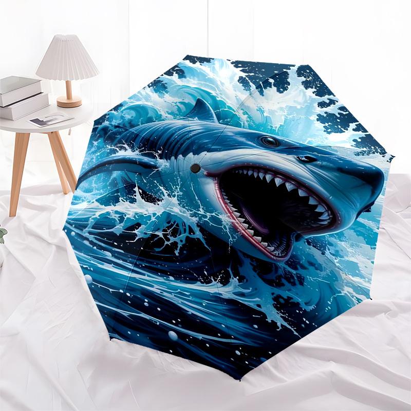 1pc Great White Shark Breaking Through Water Umbrella with Plastic Handle,Suitable for All Seasons UmbrellaPT577