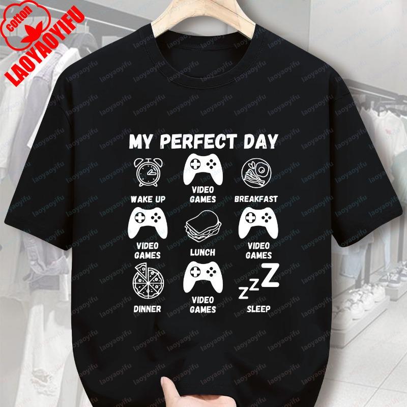 

Casual Style Summer Shortsleev GamerS Ideal Day Graphic TShirt Relaxed Stylish Otaku Simple Printed Tops Ropa Hombre Men Tee S