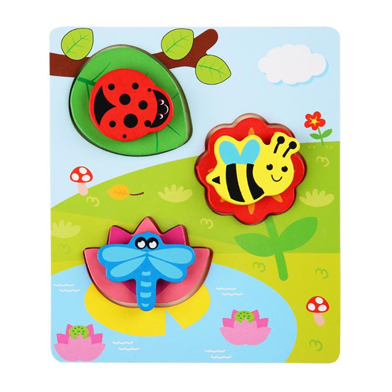 Rompecabezas de Madera 3D para Bebés Montessori Juguetes de Rompecabezas de Emparejar para Niños