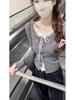2026 Women's Spring/Autumn Slim Lace Patchwork Long-Sleeve T-shirt, Fake Two-Piece, Pure Desire Style.