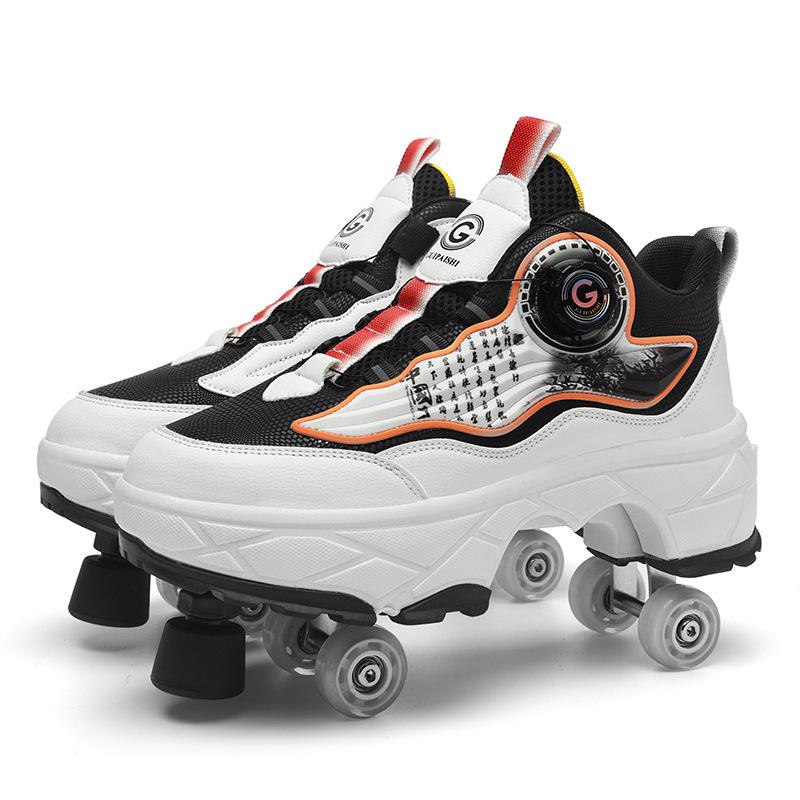 Transformable Dual-Use Roller Skates: 4-Wheel To Inline, Ice, & Walking Shoes