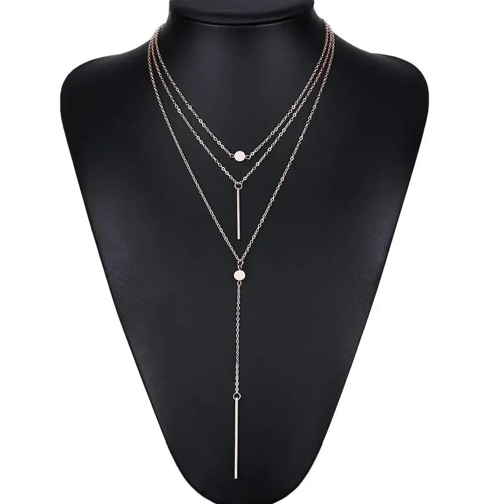 Creative Gifts New Exquisite Round Dot Hanging Rod Multi-layer Clavicle Chain Alloy Clavicular Bones Pendant Necklace Accessory