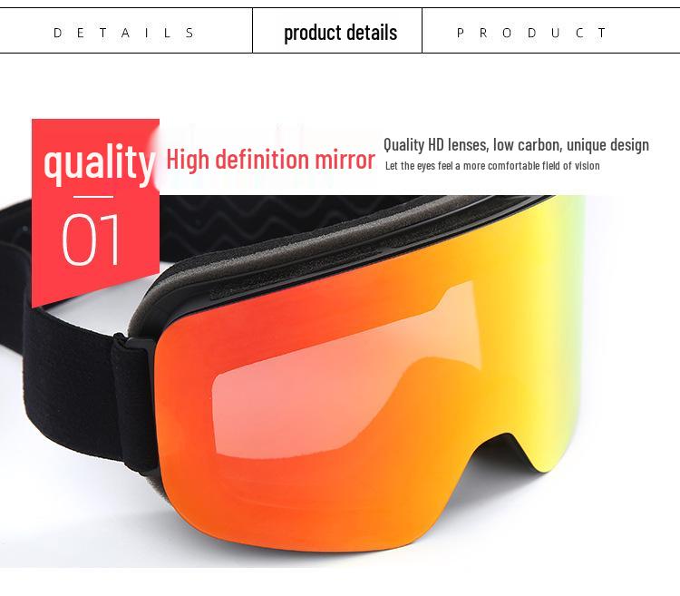 Cylindrical Double-Layer Anti-Fog Ski Goggles for Myopia & Snow Blindness Protection