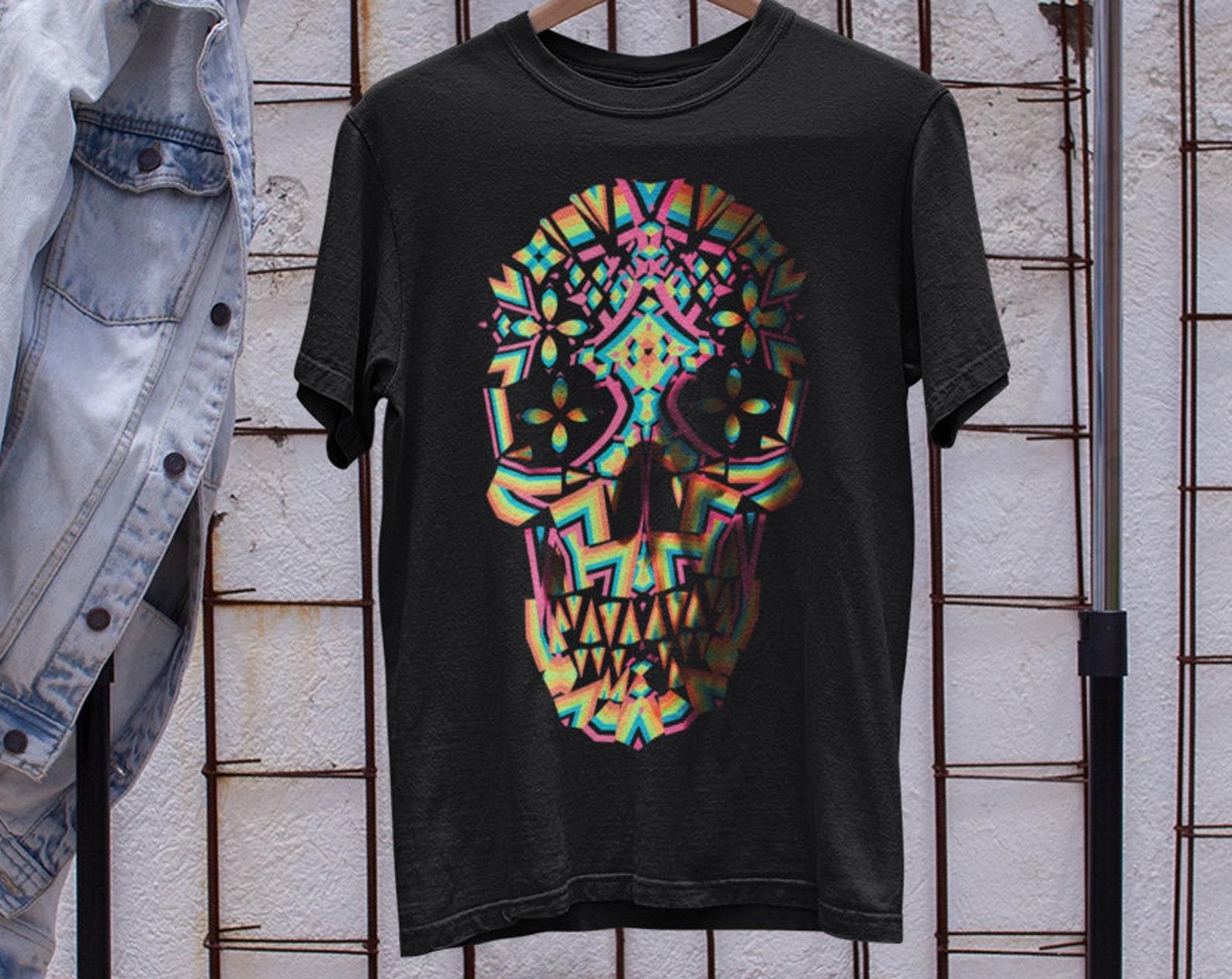 Abstract Sugar Skull Men s T-Shirt, Graphic Art Tee 4XL