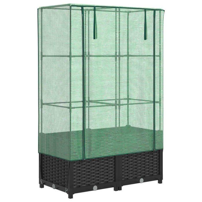 VidaXL Raised Planter with Rattan-Look Cover 80x40x138 Cm, Garden Raised Planter, Raised Flower Bed, 4015814
