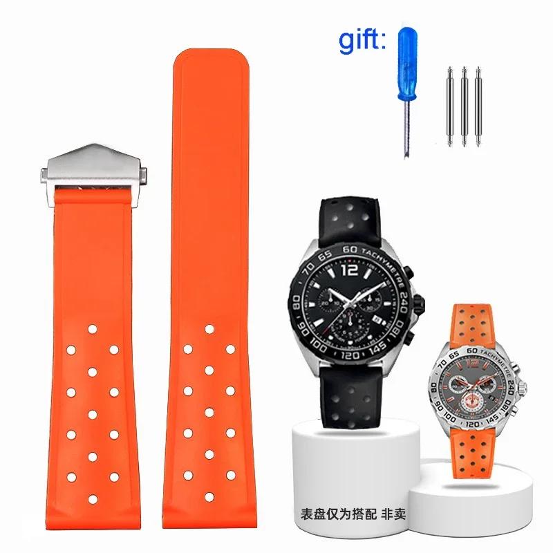 Uhrenarmbänder Für TAG HEUER F1 Rennwagen, CARRERA Und Tauchserien Hochwertiges Silikonkautschuk-Uhrenarmband Herren 22mm
