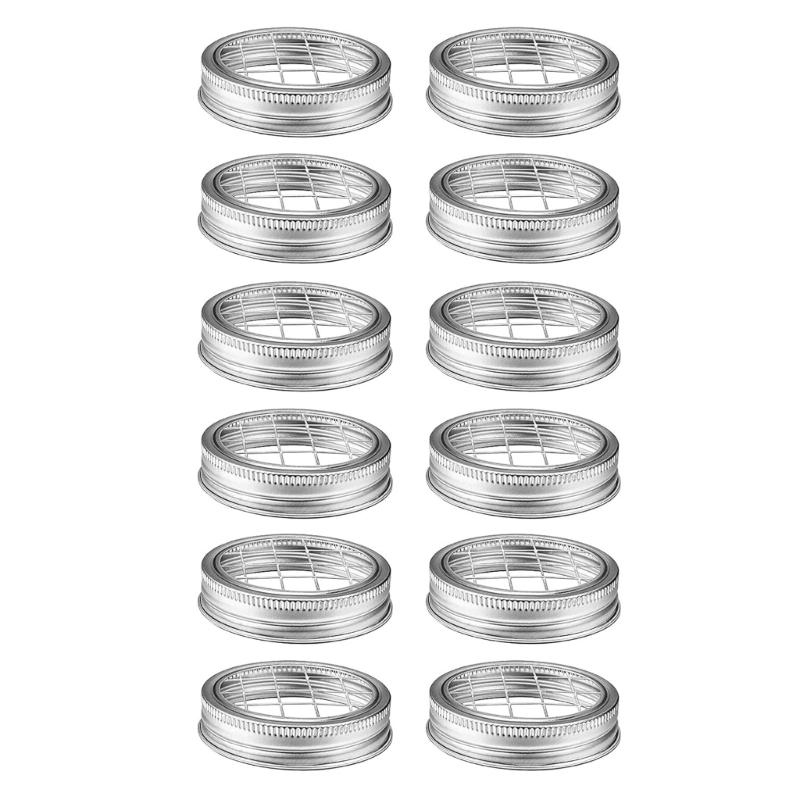Organizer Lid Insert Flower Glass Bottle Covers Silver Lid with Straw Hole Square Grides Lid Suitable for Arrangements