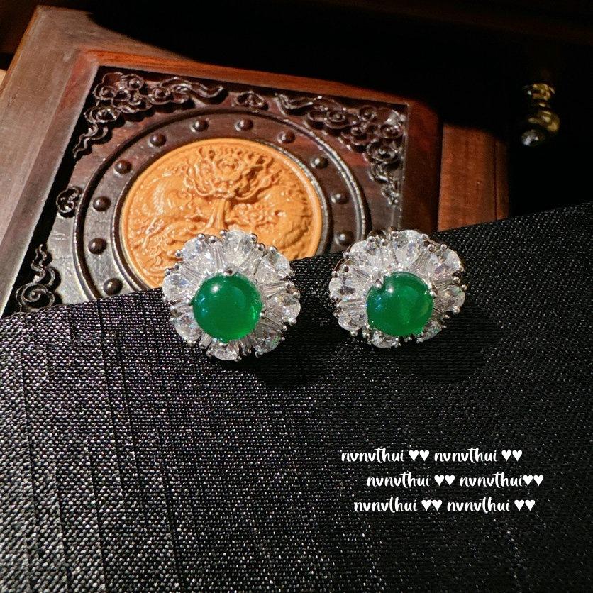 Chalcedony Agate Gourd Earrings, Seed Water Yingying, Plated With 18K Gold, Fulu Zircon Flower Earrings Combination