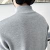 Stand Collar Men's 2024 Autumn Winter New Patchwork Zipper Fashion Solid Color Loose Minimalist Casual Long Sleeved Knitted Tops