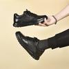 Men's Sports Style Casual Shoes Autumn and Winter First Layer Cowhide Printing Black Travel Shoes Walking Shoes