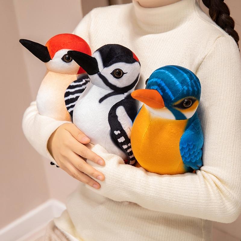 3 Styles Lifelike Colorful Woodpecker Plush Toys Soft Vivid Stuffed Standing Woodpecker Doll Photo Props Pretty Room Decor