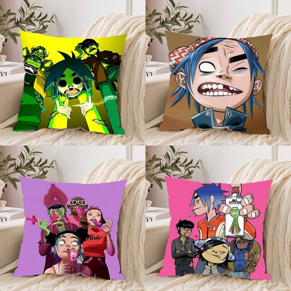Band B-Gorillaz-W Örngott Kuddfodral Mjukt Sött Prydnadskudde För Bil Soffa Örngott Polyester Med Dragkedja