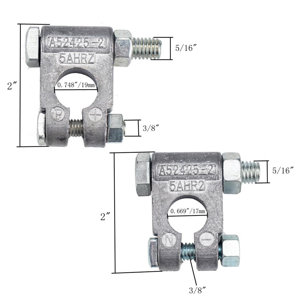 Battery Terminal Clamp Kit For Car RV Boat Standard Top Post Positive & Negative