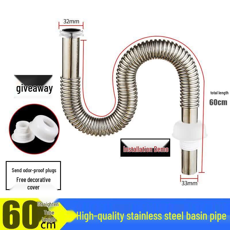 Xianming Stainless Steel Basin Drain Pipe Hose 60cm