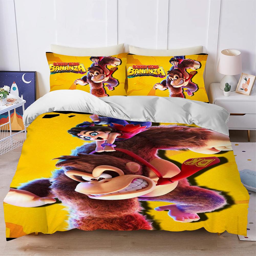 D-Donkey K-Kong Bananza Duvet Cover Set Soft Wash Bed 3 Piece Summer Comfortable Student Dormitory Home Baby Bedding Best seller