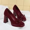 2026 Spring Heels for Ladies Square Toe Platform Women Mary Jane Shoes Shallow Slip On Ladies Elegant Thick Heel Dress Pumps
