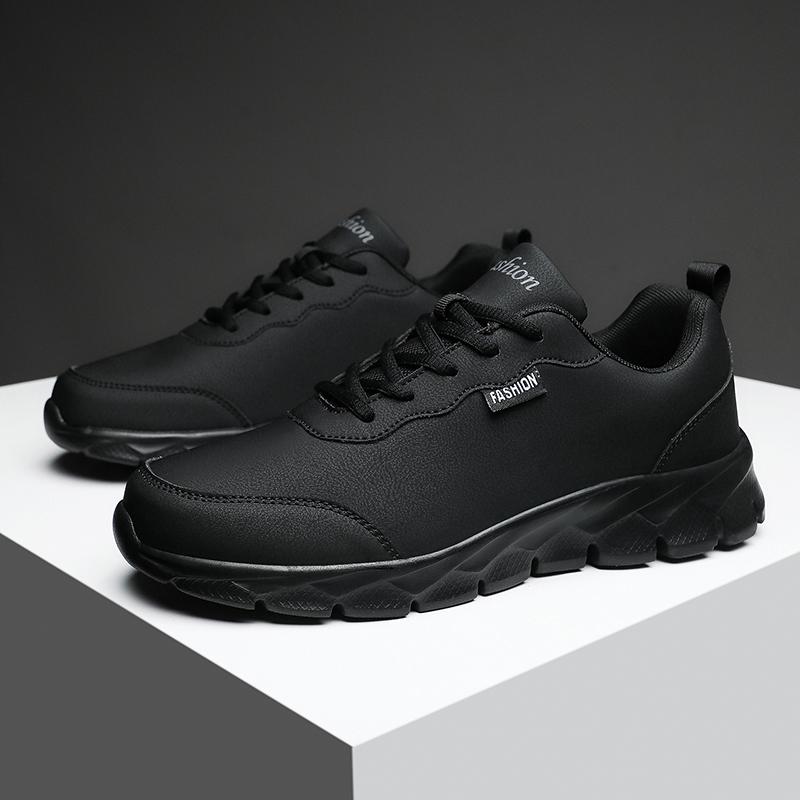 Fat feet wide fat large size spring and autumn casual sports black shoes chef leather shoes