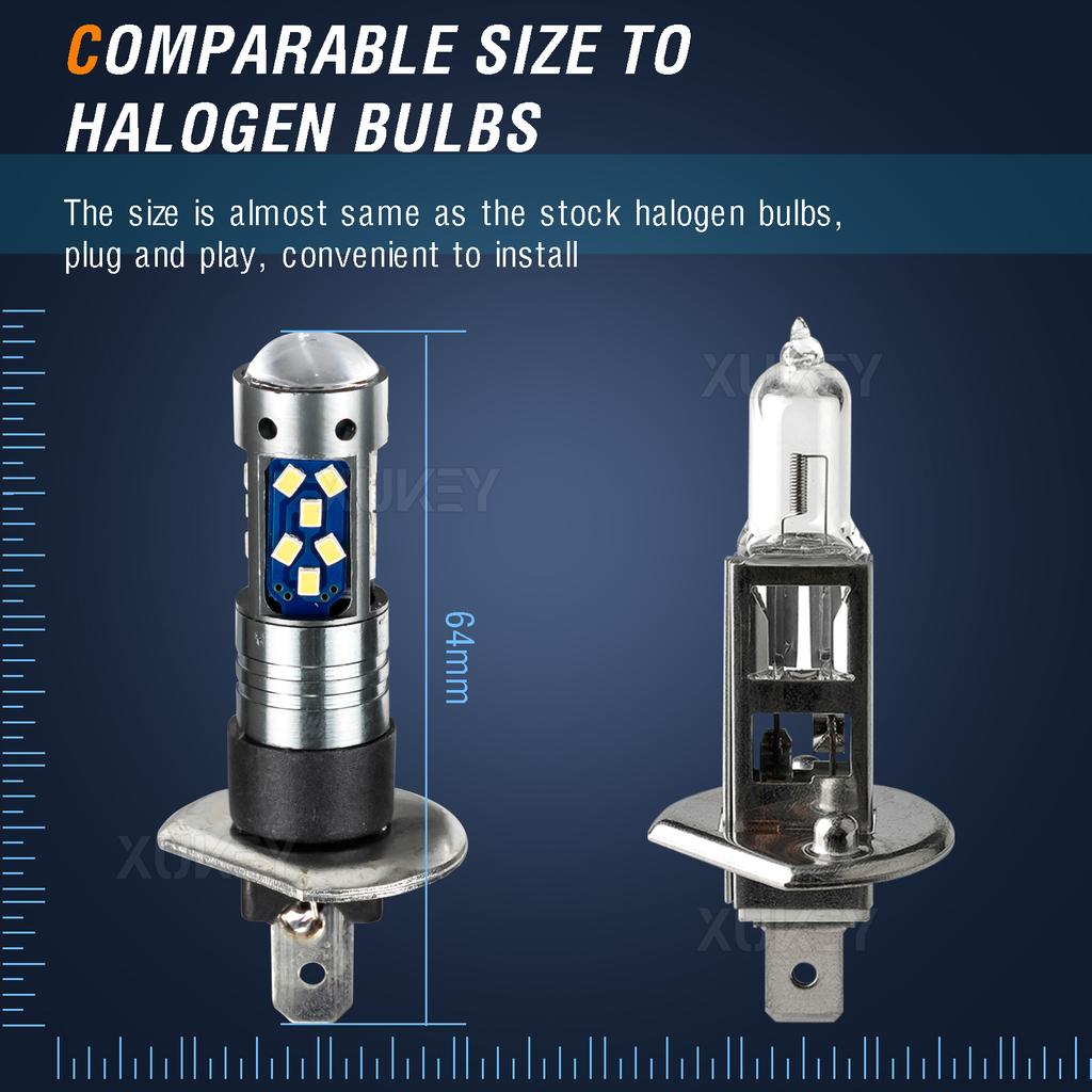 2X pojedyncza wtyczka Mini LED H1 High Low Beam Headlight Car Fog Light DRL Żarówki Zestaw konwersji 12V bezwentylatorowy Halogen Replacement 6000K