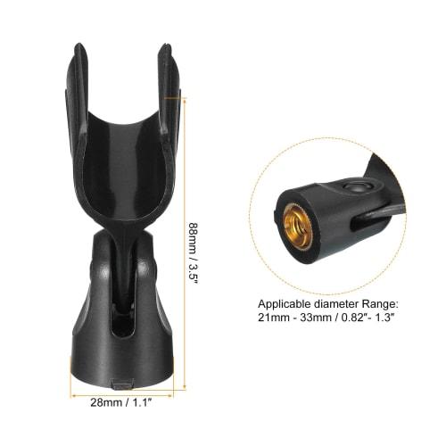 uxcell Microphone Holder, O.D. 21mm - 33mm Plastic Interface, Microphone Holder Clip with 3/8" Metal Adapter for Lavalier Microphones, Black, Set of 4