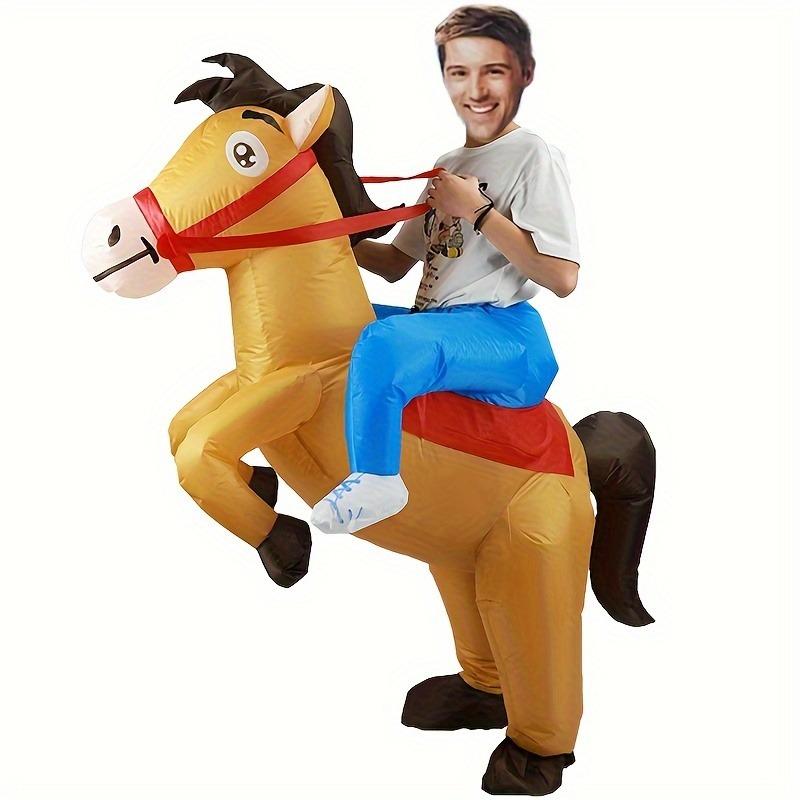 Adult Inflatable Horse Costume Cool Jazz Denim Style Animal Theme Polyester Fiber for Party And Events