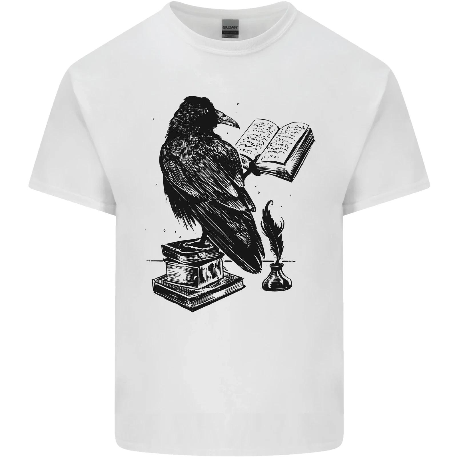 A Raven Reading a Book Literature Kids T-Shirt Childrens S