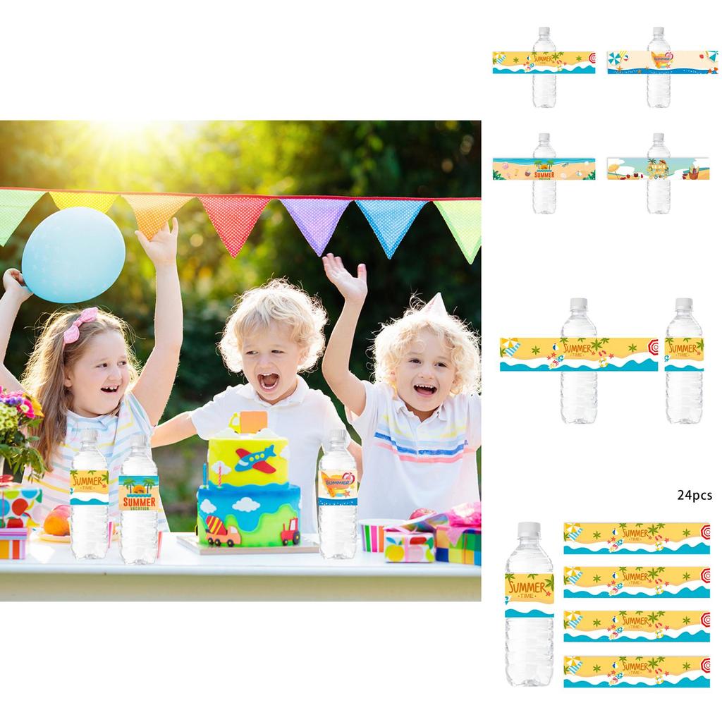 Beach Themed Water Bottle Decals For Summer Parties And Kids Celebrations