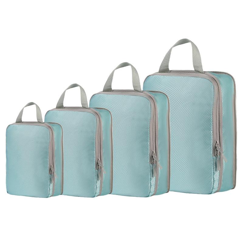 4Pcs Waterproof Compression Storage Bags Set - Mesh Nylon Organizers for Travel, Camping & Home Closet Luggage Packing Cubes