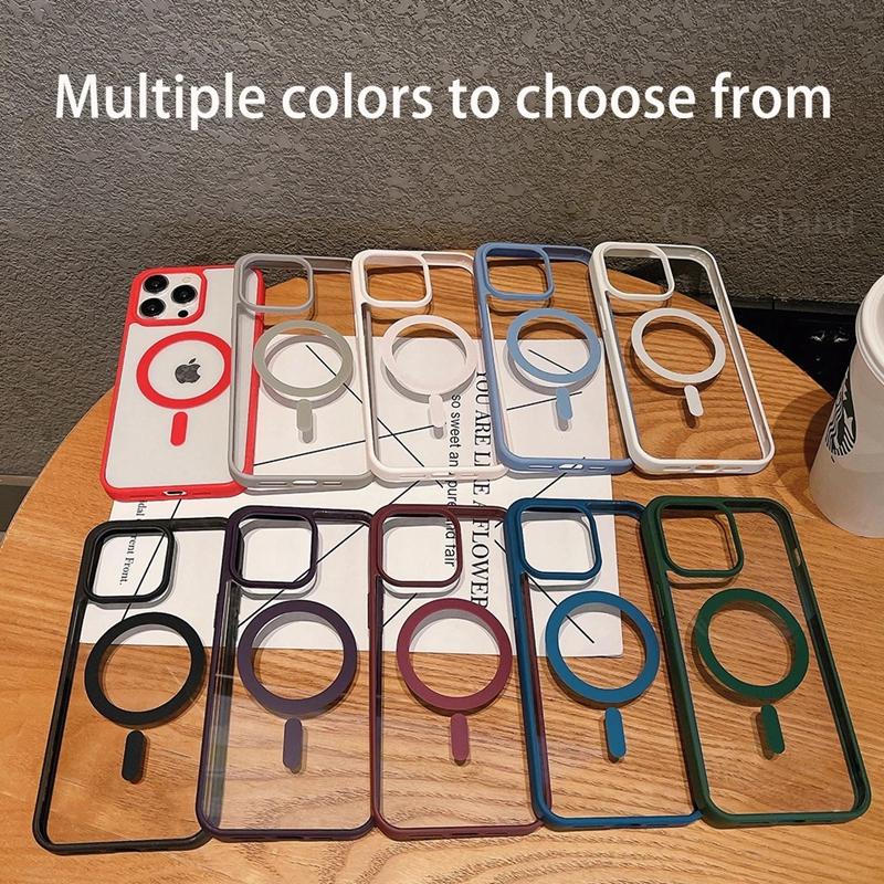 Luxury Magsafe Transparent Case For iPhone 16 15 14 13 12 11 Pro Max Plus Magnetic Wireless Charge Shockproof Soft Bumper Cover