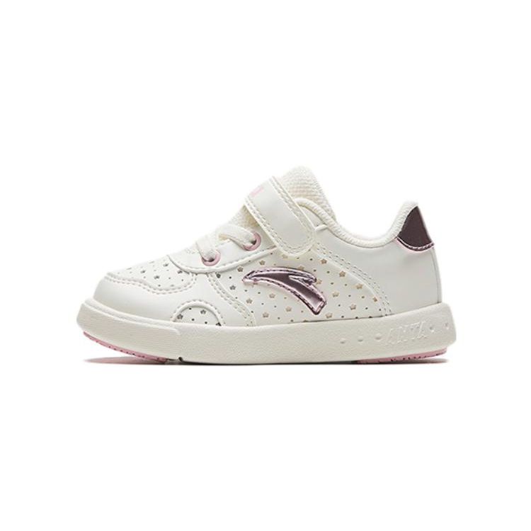 Anta Antiskid Shock Absorbing Breathable Low Top Shoes Baby Shoes White Pink A322330033-1