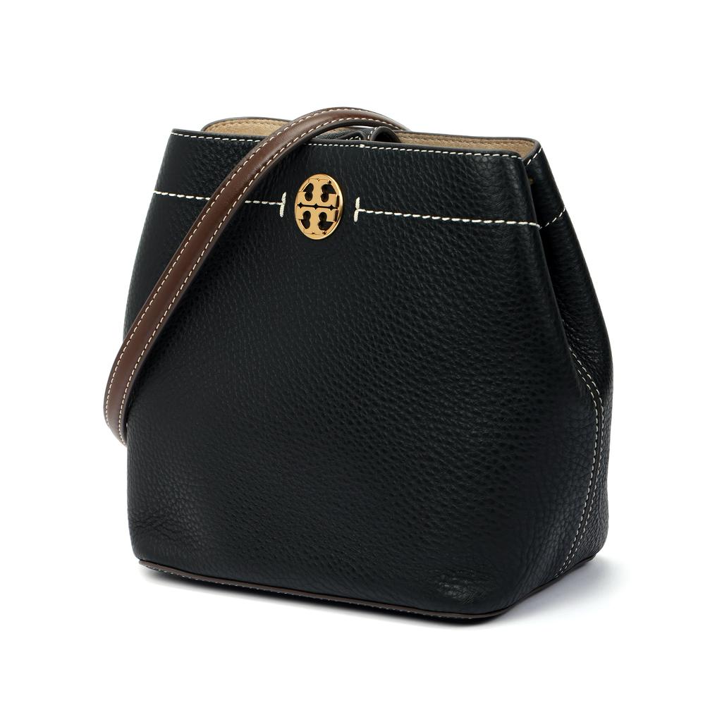 Tory Burch Felix Metal Logo Adjustable Shoulder Strap Leather Crossbody Bag Women Bags Black Brown 144028-001