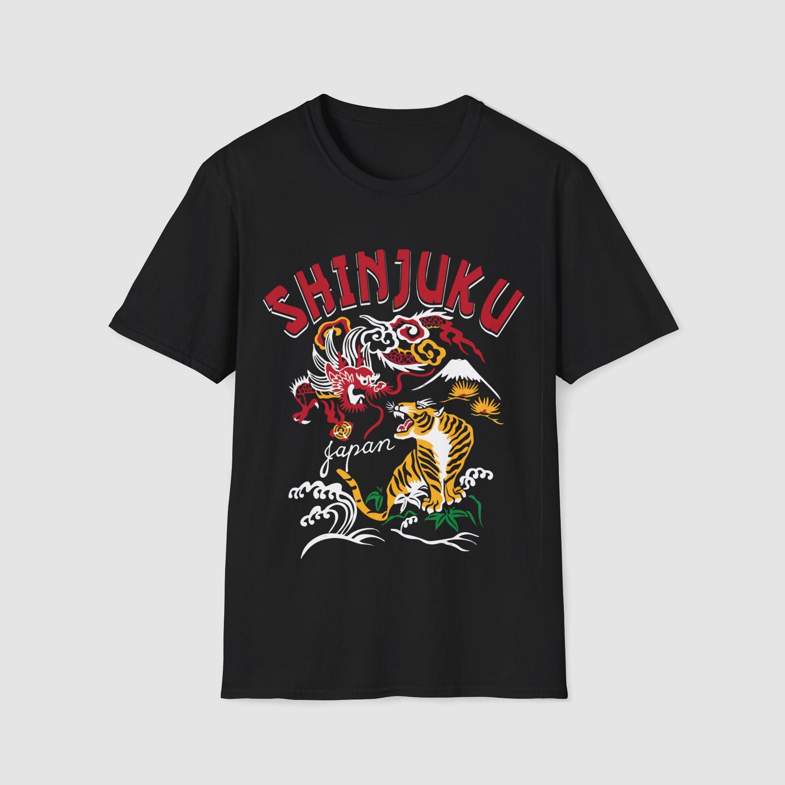 Shinjuku Japanese Tiger Wave T-Shirt | Tokyo Streetwear XL