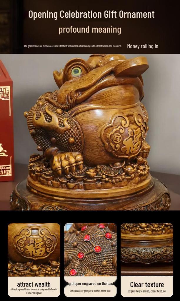Golden Seven-Star Toad Figurine: Wealth Attraction Decor for Office or Housewarming Gift