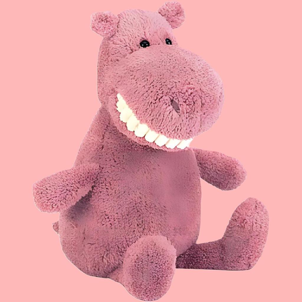JELLYCAT Grinning Hippo, Big Grin With Big Teeth Dolls Plush Doll Standing Height 36cm