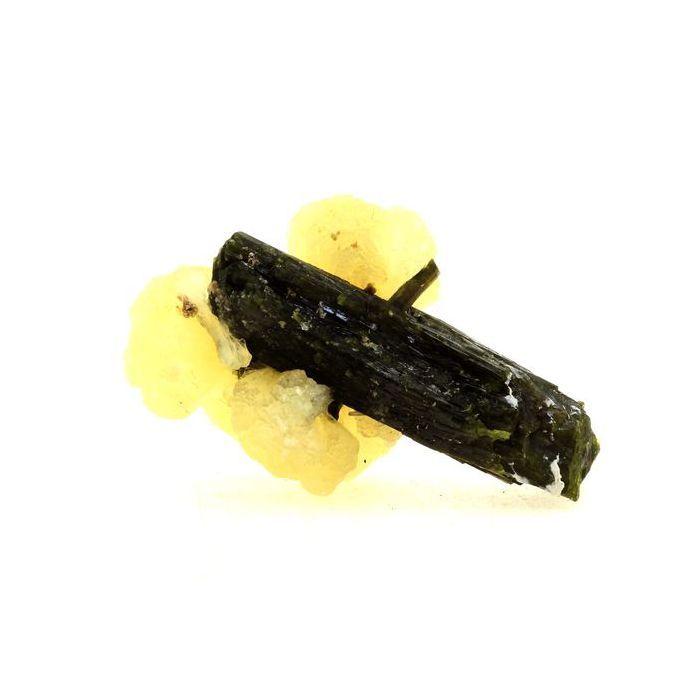 Pierres et Minéraux. Prehnite + Epidote + Stilbite. 76.0 ct. Diamonkara, Kayes, Mali.