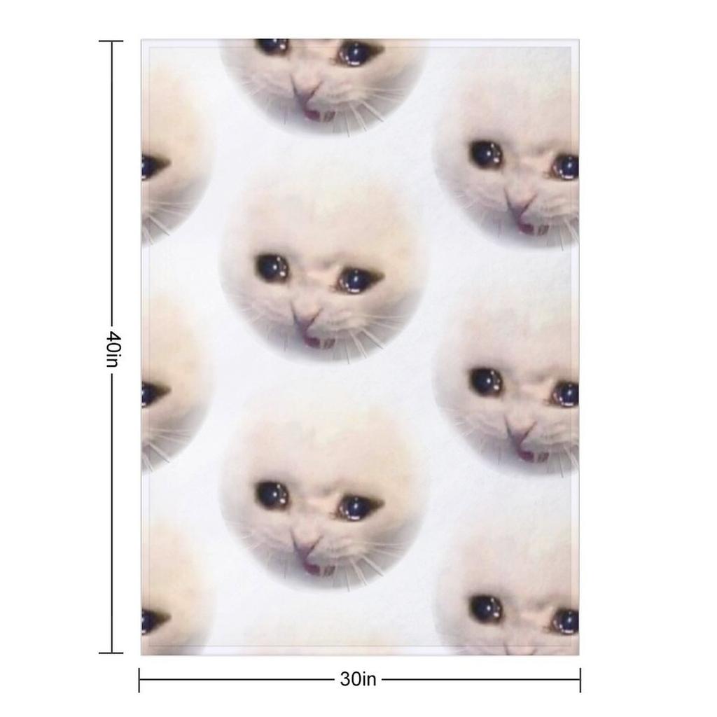 Sad Cat Throw Blanket Warm Winter Halloween Thermal Decorative Blankets