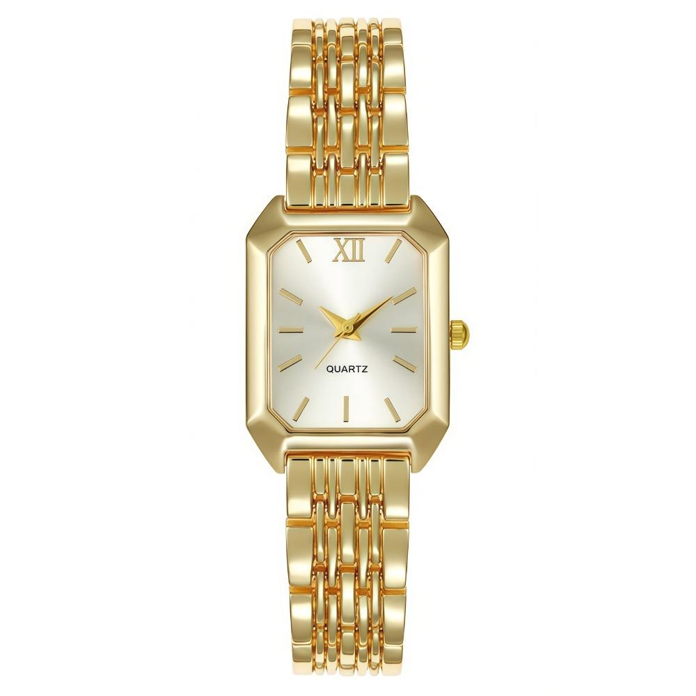 Leaf Design Women Quartz Watch Square Dial Rhinestone Watch Rhinestone Quartz Watch Festival Gift Style D