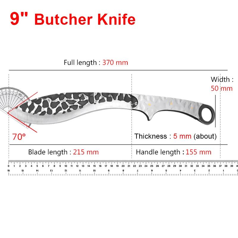 Stainless Steel Handle Kitchen Knives Chop Bone Cleaver Meat Vegetable Boning Butcher Knife Hand Forgedf Blade Chef Heavy Knife