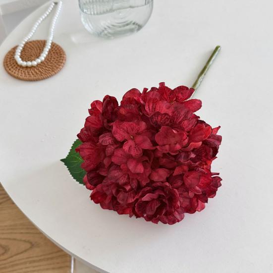 Large Hydrangea Artificial Flowers Full Bloom Faux Silk Hydrangeas with Stem for Home Wedding Party Decor Table
